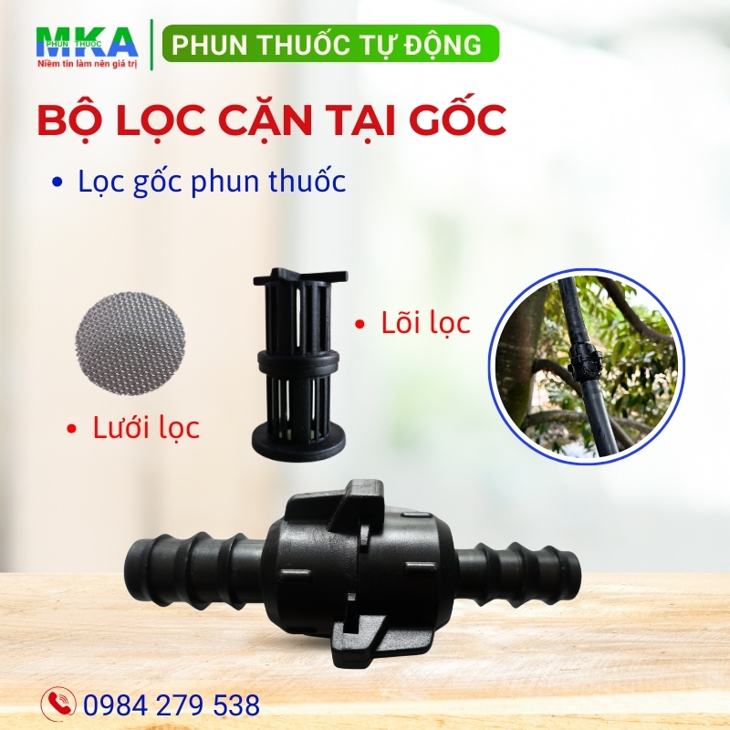 Bộ lọc cặn tại gốc phun thuốc hạn chế nghẹt béc phun